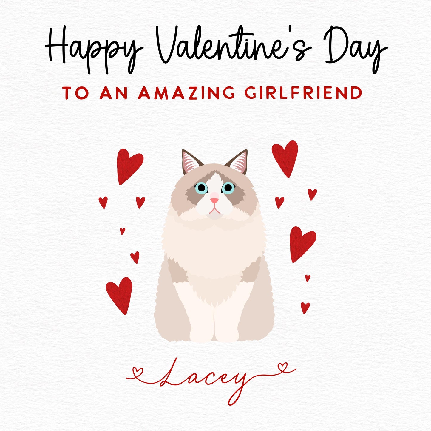 Personalised Ragdoll Cat Valentine’s Day Card
