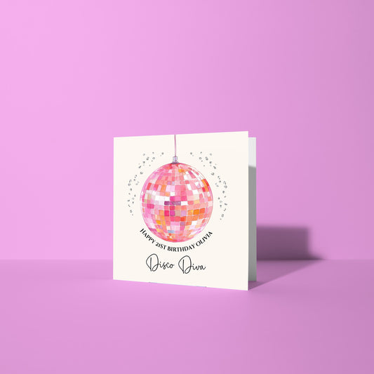 Personalised Disco Ball Birthday Card