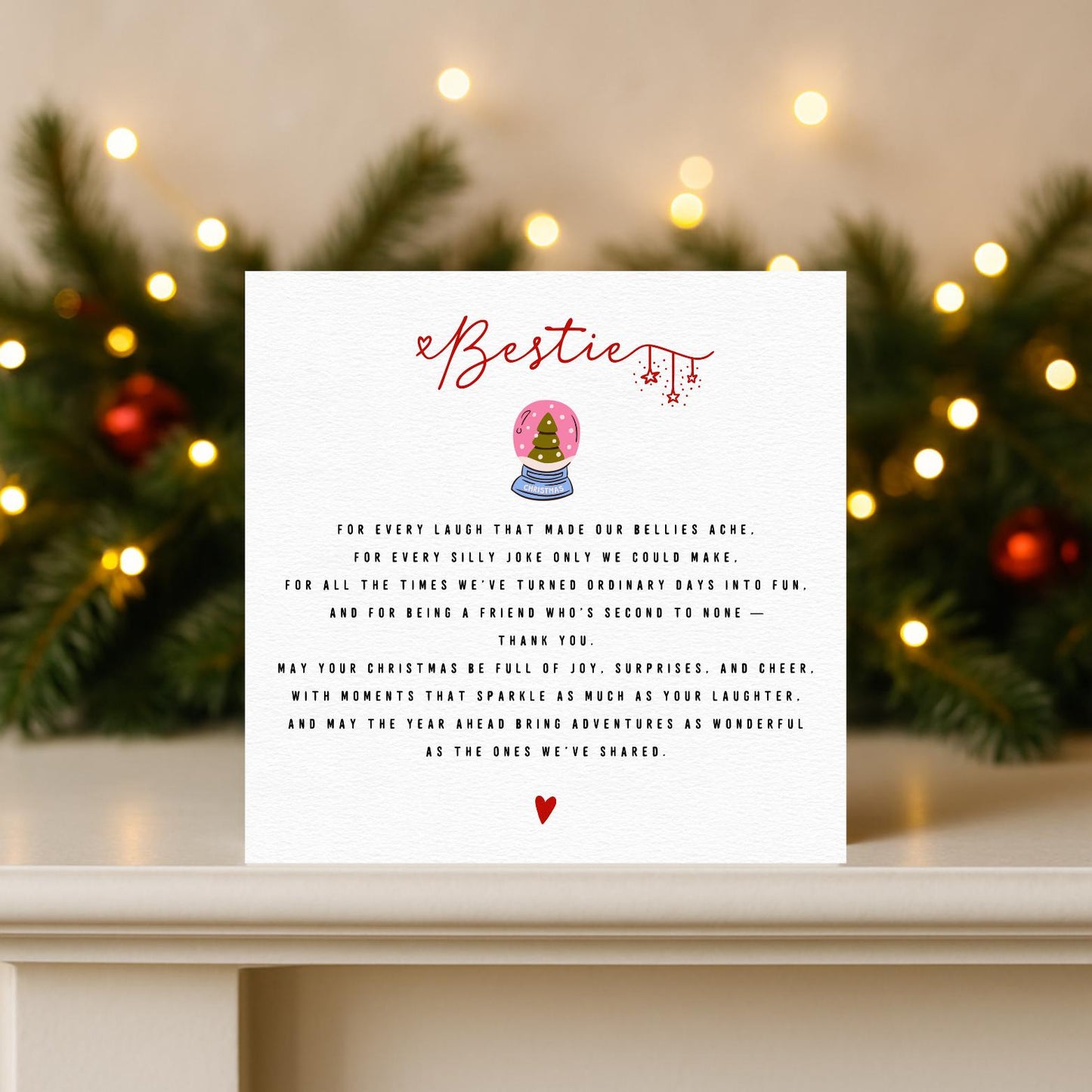 Bestie Snow Globe Card