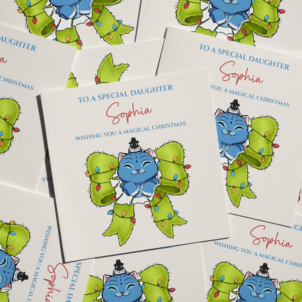 Personalised Custom Name Derpy Inspired Christmas Greetings Card K-Pop Demon Hunters Xmas Card: Free Mystery Sticker