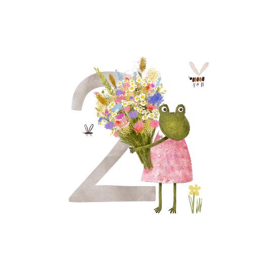 Watercolor Frog 2nd Birthday Card