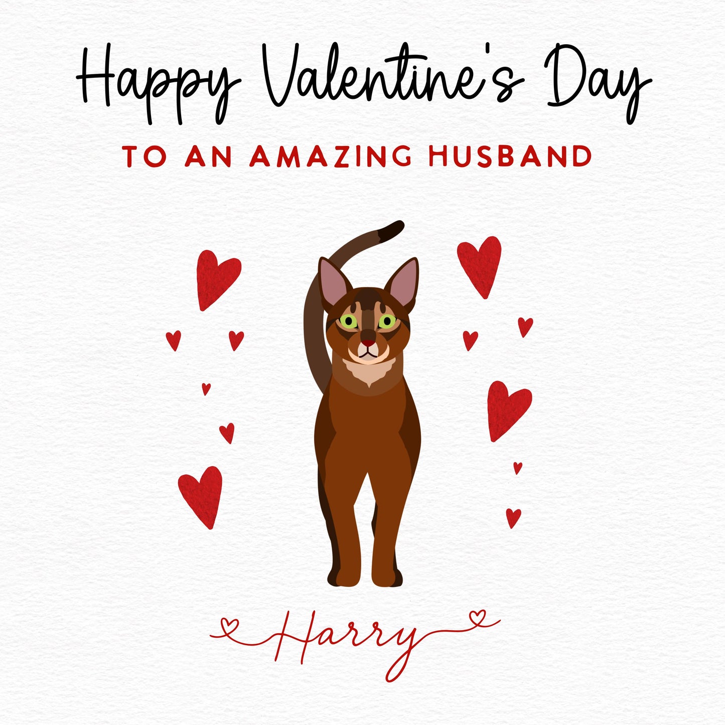 Personalised Abyssinian Cat Valentine’s Day Card