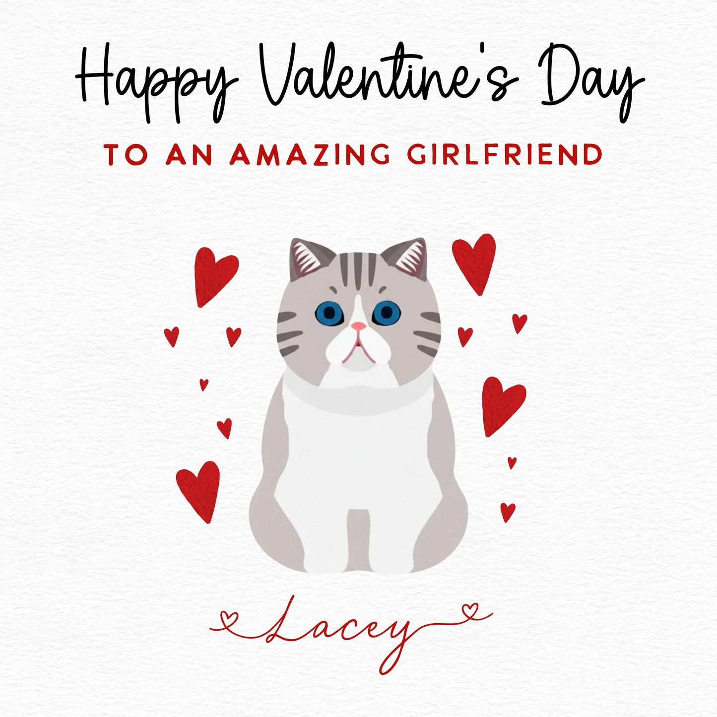 Personalised Exotic Shorthair Cat Valentine’s Day Card