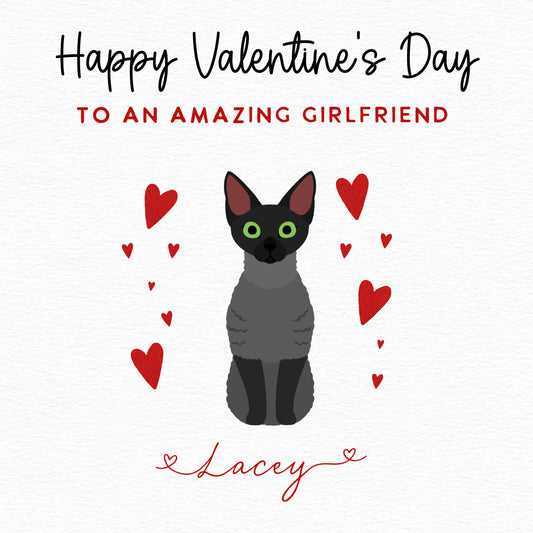 Personalised Devon Rex Cat Valentine’s Day Card