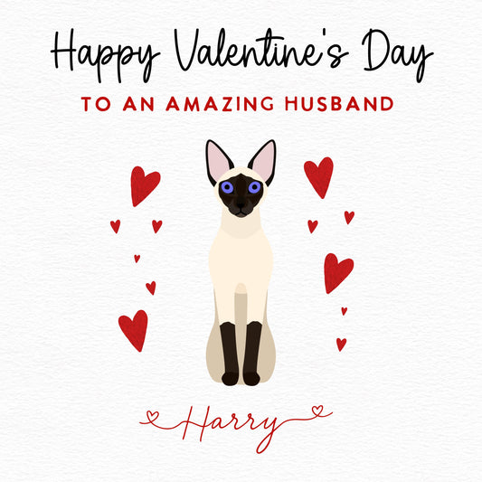 Personalised Siamese Cat Valentine’s Day Card