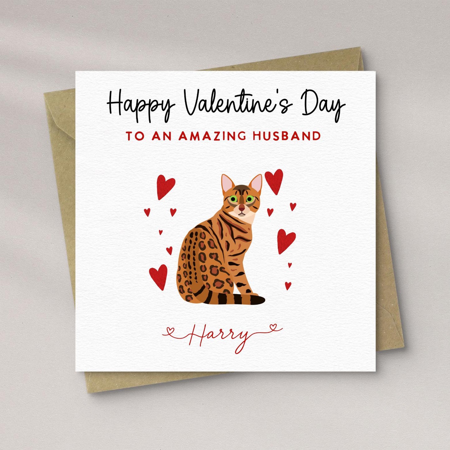 Personalised Bengal Cat Valentine’s Day Card