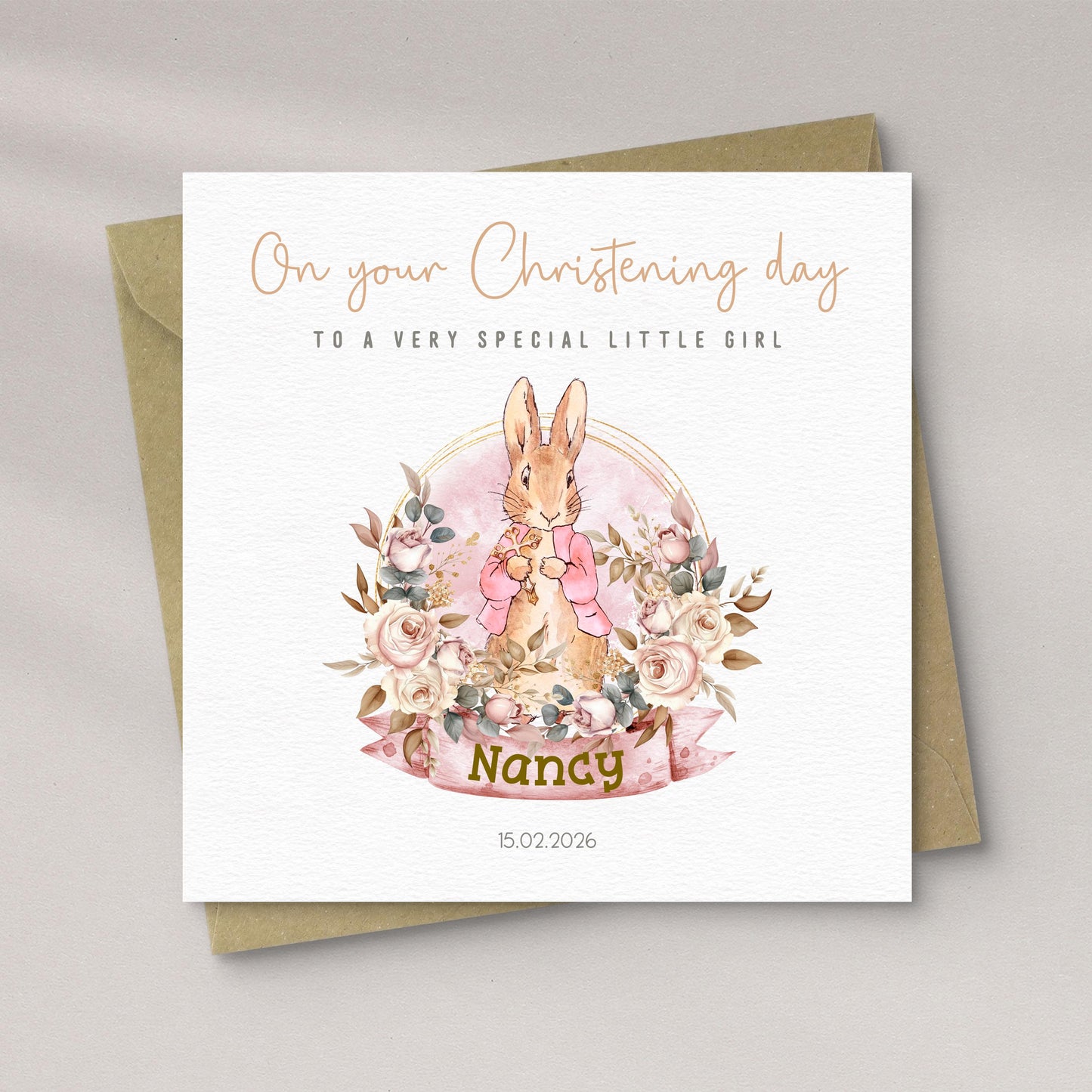 Rabbit Christening Card