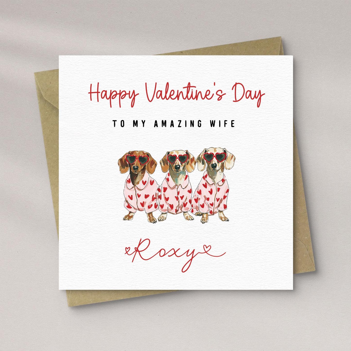 Personalised Dachshund Valentine Card