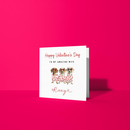 Personalised Dachshund Valentine Card