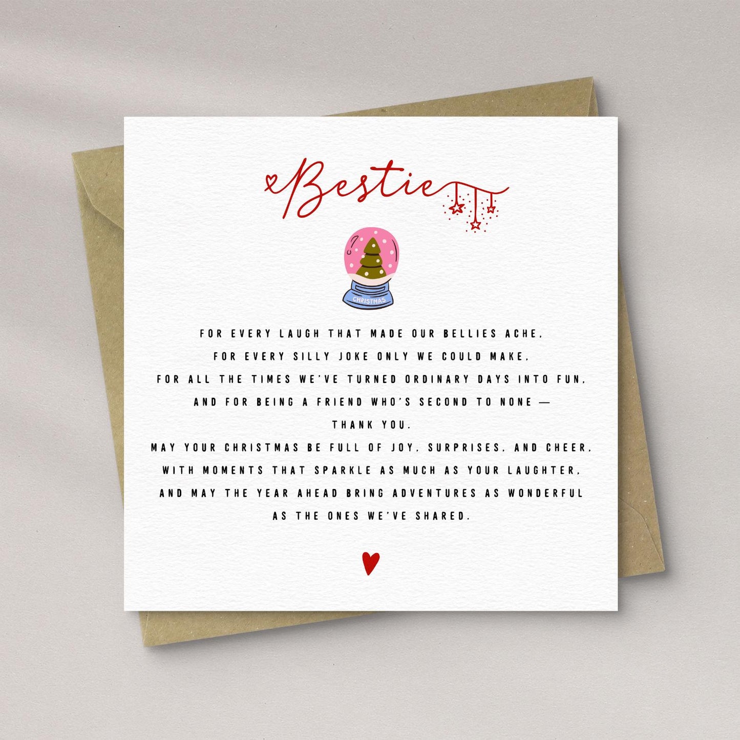 Bestie Snow Globe Card