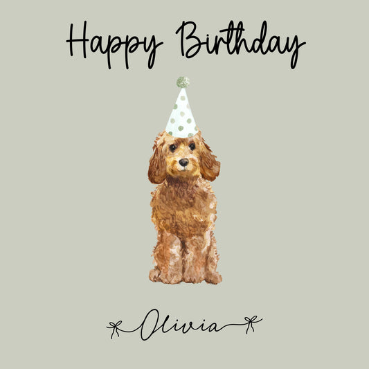 Personalised Golden Cockapoo Birthday Card