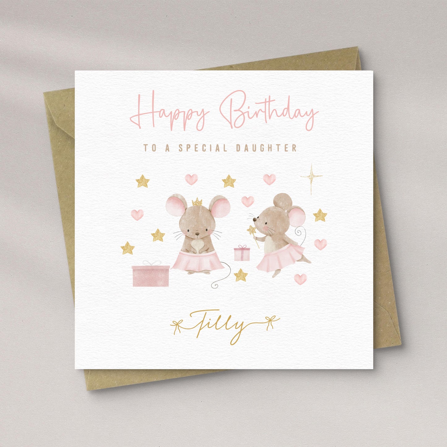 Personalised Fairy Ballerina Mouse Birthday Card