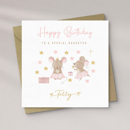 Personalised Fairy Ballerina Mouse Birthday Card