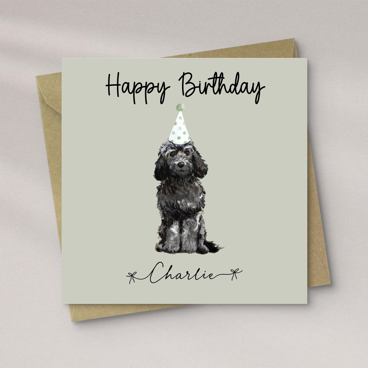 Personalised Black Cockapoo Birthday Card