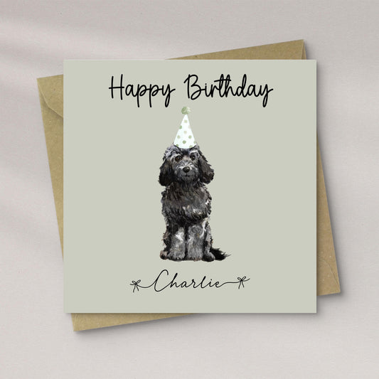 Personalised Black Cockapoo Birthday Card