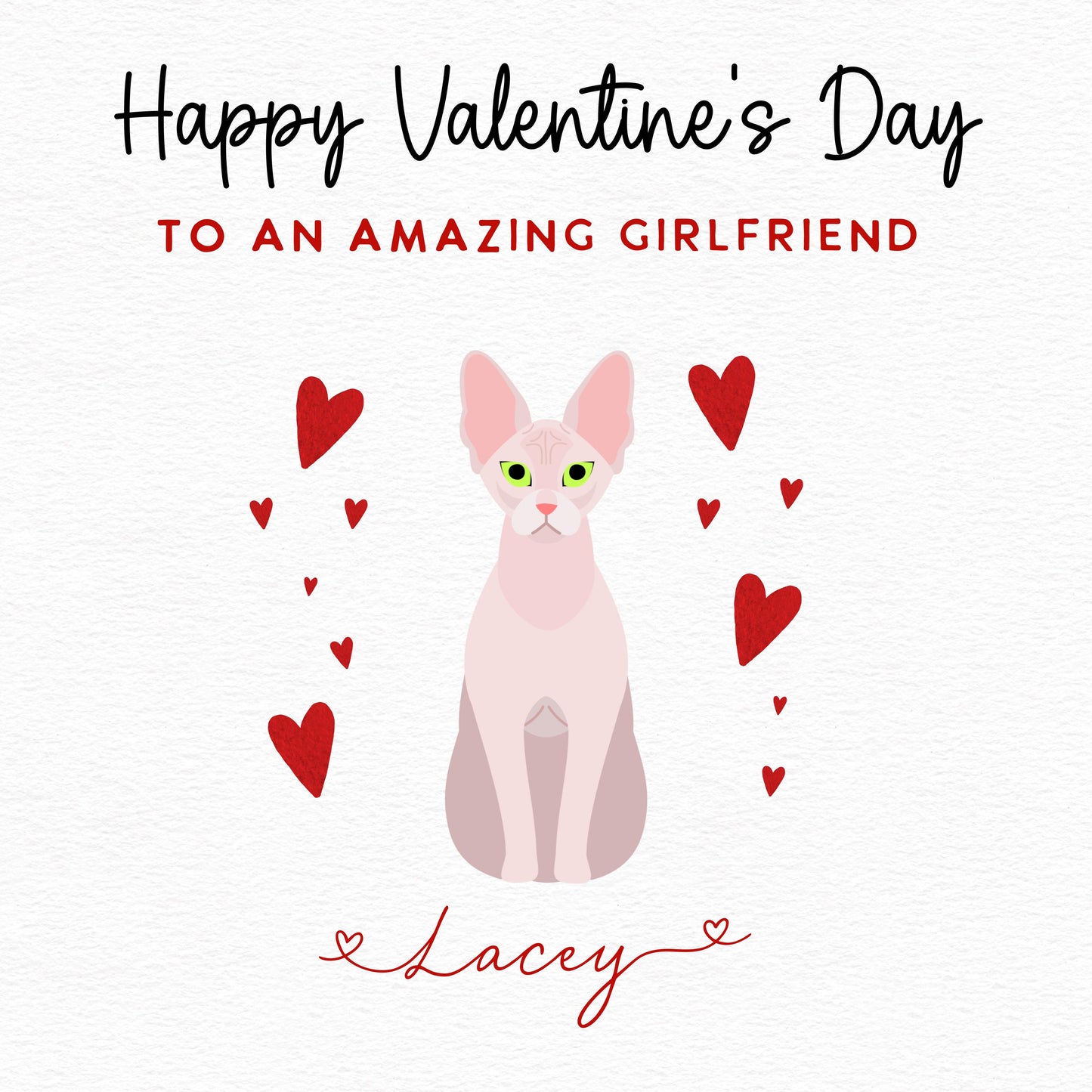 Personalised Sphinx Cat Valentine’s Day Card