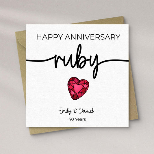 Ruby Wedding Anniversary Card
