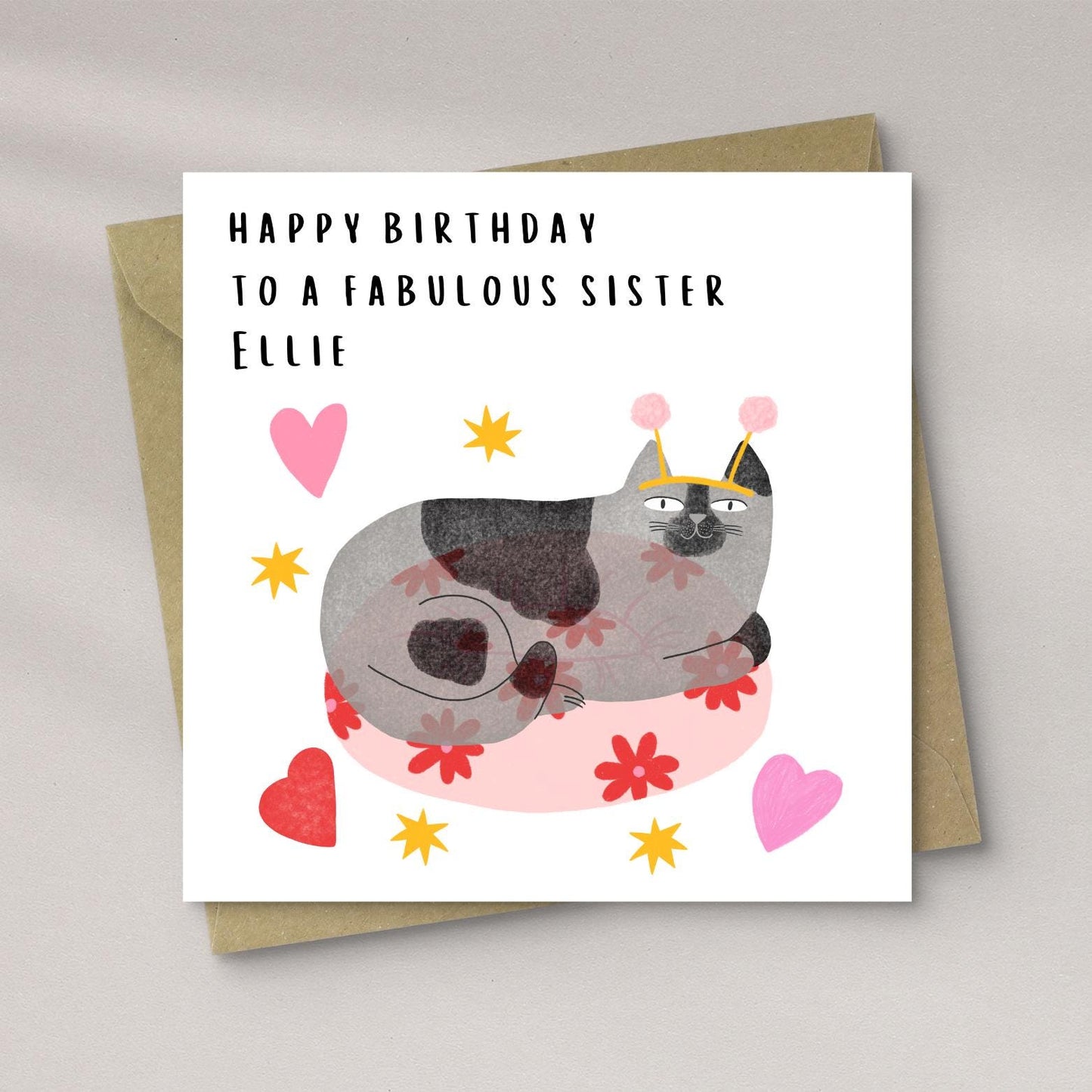 Cat Birthday Card For Sister