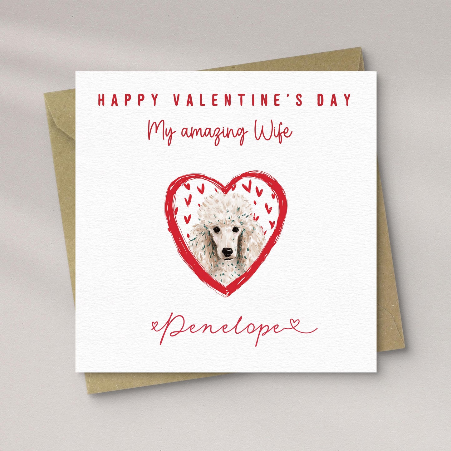 Personalised Poodle Valentine Card