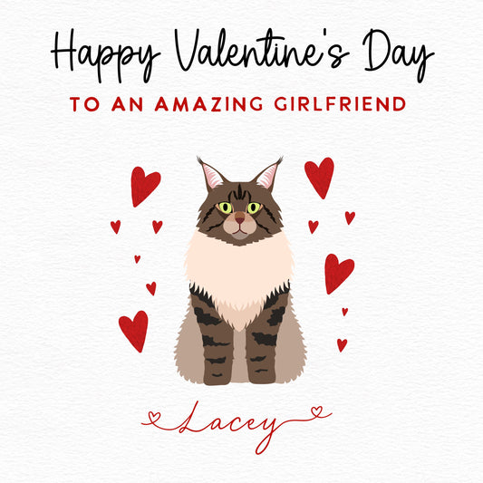 Personalised Maine Coon Cat Valentine’s Day Card