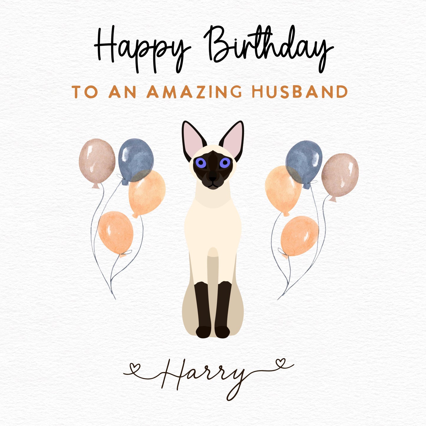 Personalised Siamese Cat Birthday Card