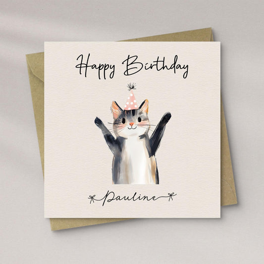 Personalised Cat Birthday Card
