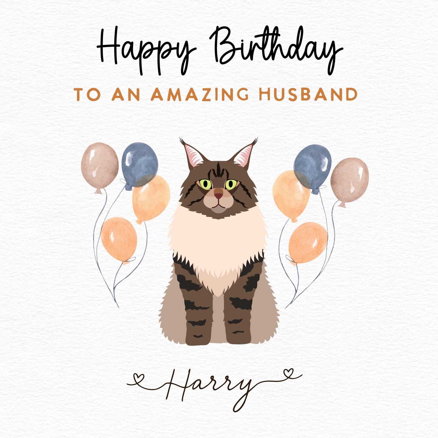 Personalised Maine Coon Cat Birthday Card