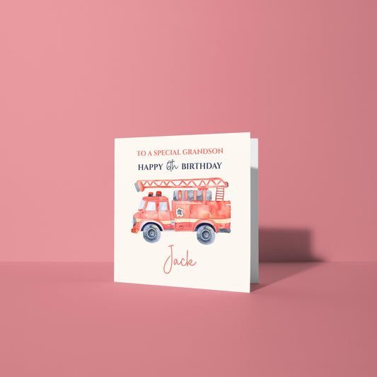 Fire Engine Birthday Card