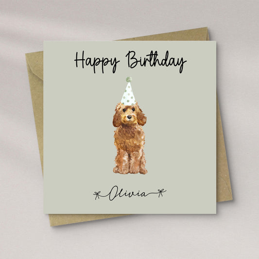 Personalised Golden Cockapoo Birthday Card