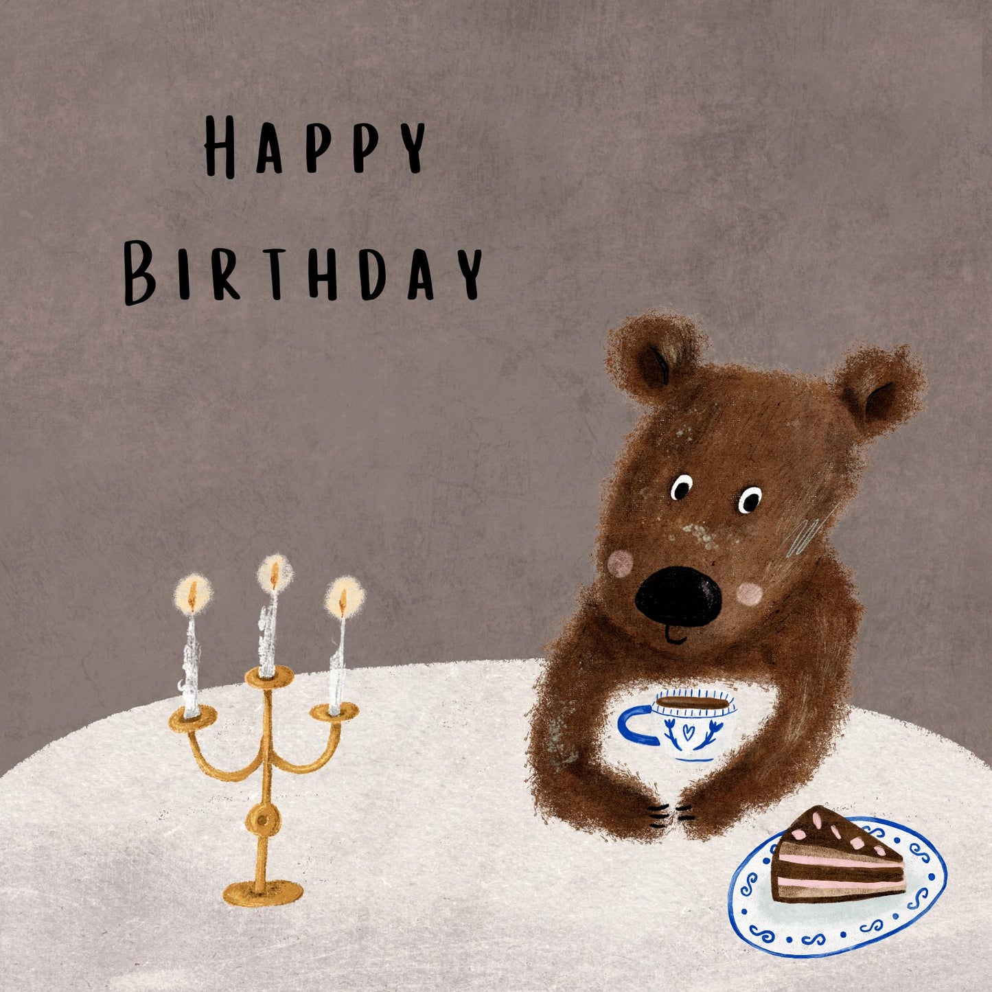 Bear and Cake Birthday Card