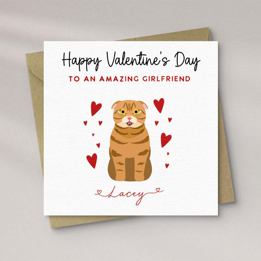 Personalised Scottish Fold Cat Valentine’s Day Card