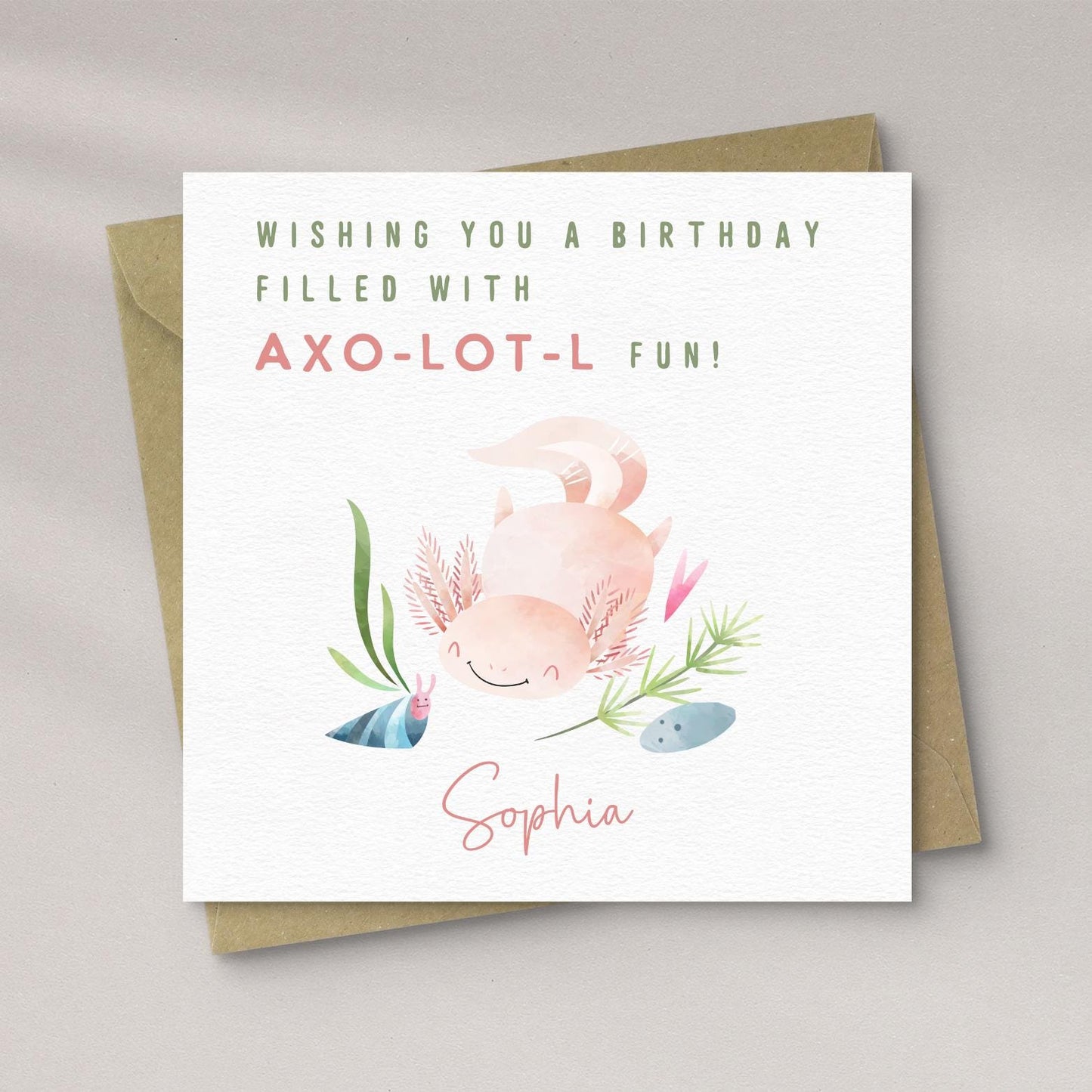 Axolotl Birthday Card