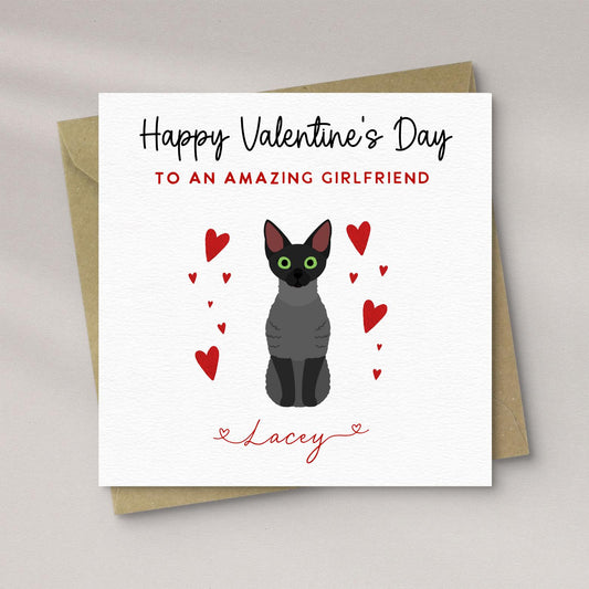 Personalised Devon Rex Cat Valentine’s Day Card