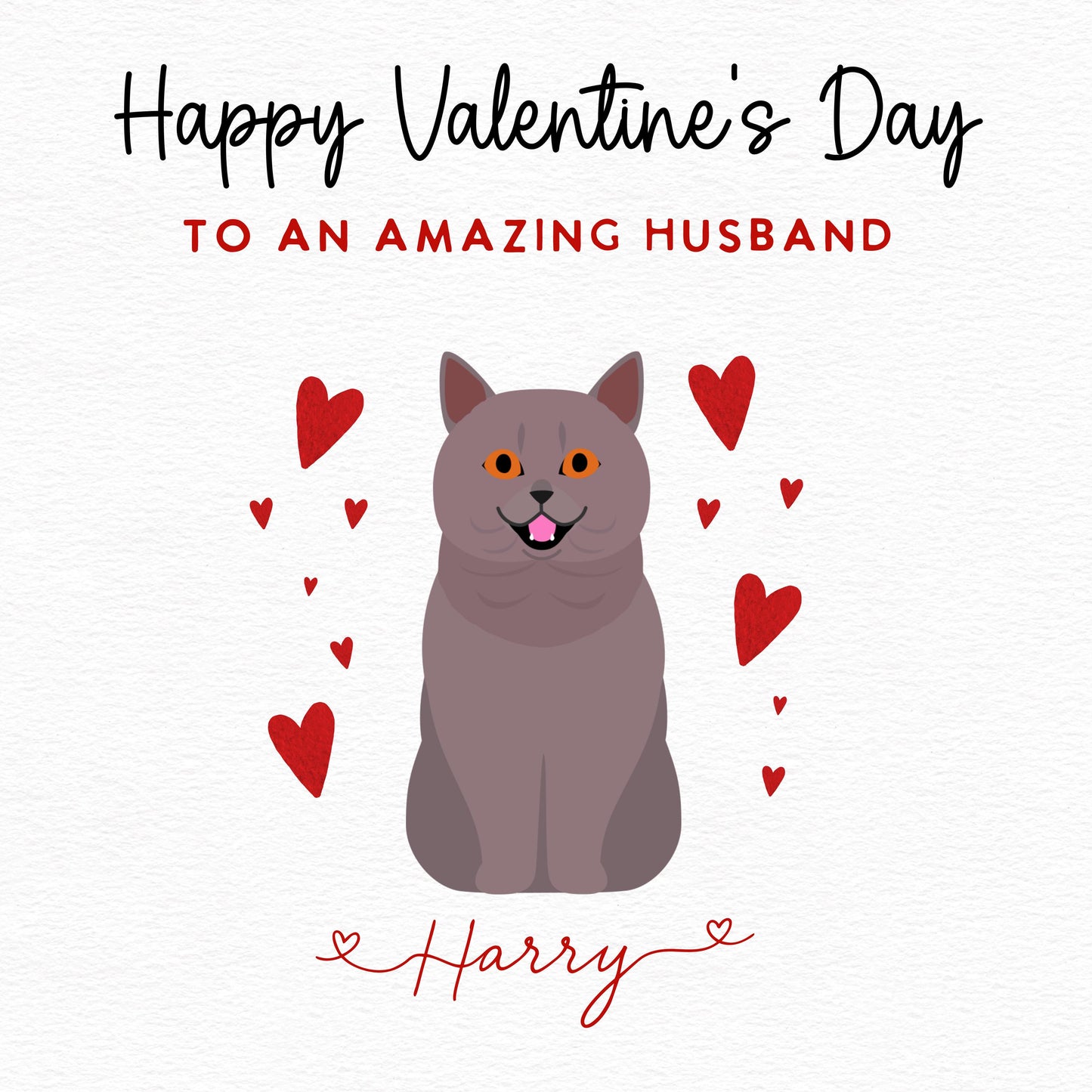 Personalised British Short Hair Cat Valentine’s Day Card
