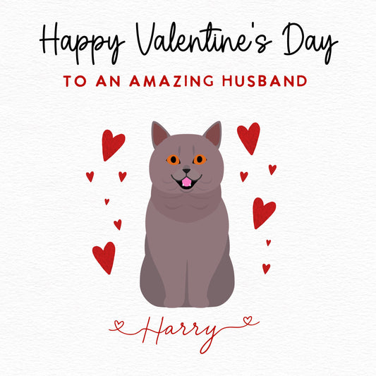 Personalised British Short Hair Cat Valentine’s Day Card