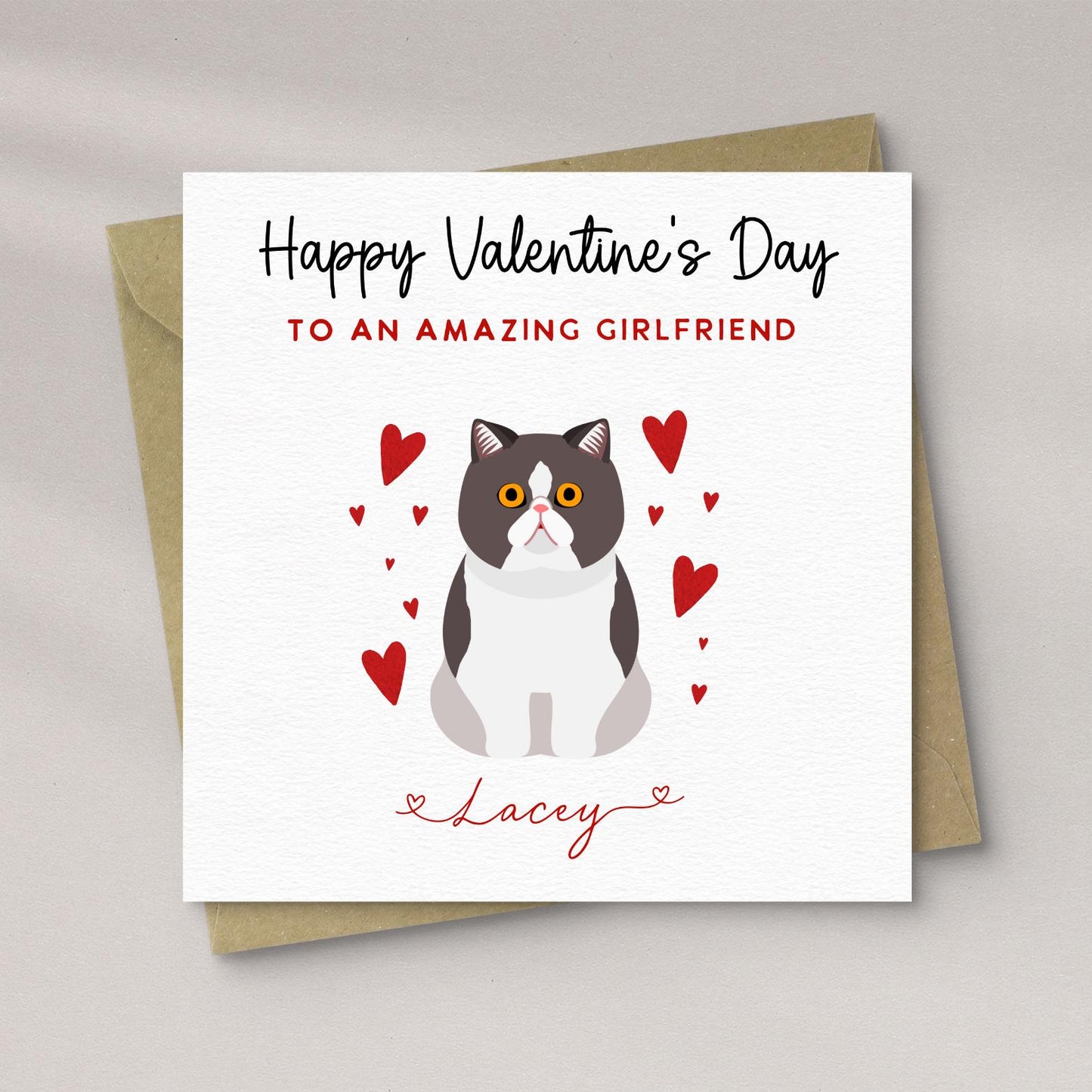 Personalised Exotic Shorthair Cat Valentine’s Day Card