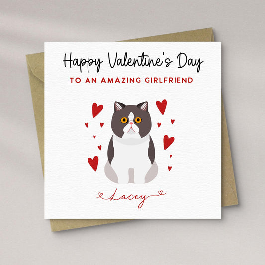 Personalised Exotic Shorthair Cat Valentine’s Day Card