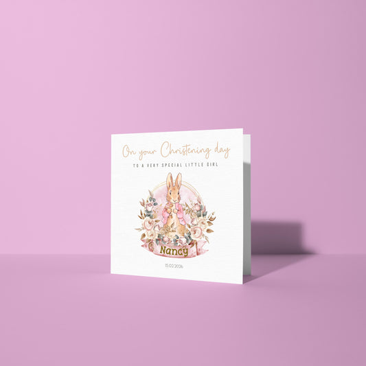 Rabbit Christening Card