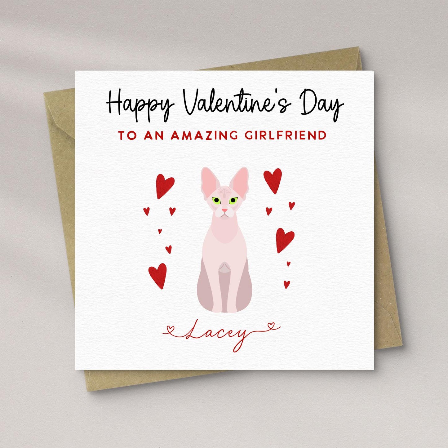 Personalised Sphinx Cat Valentine’s Day Card