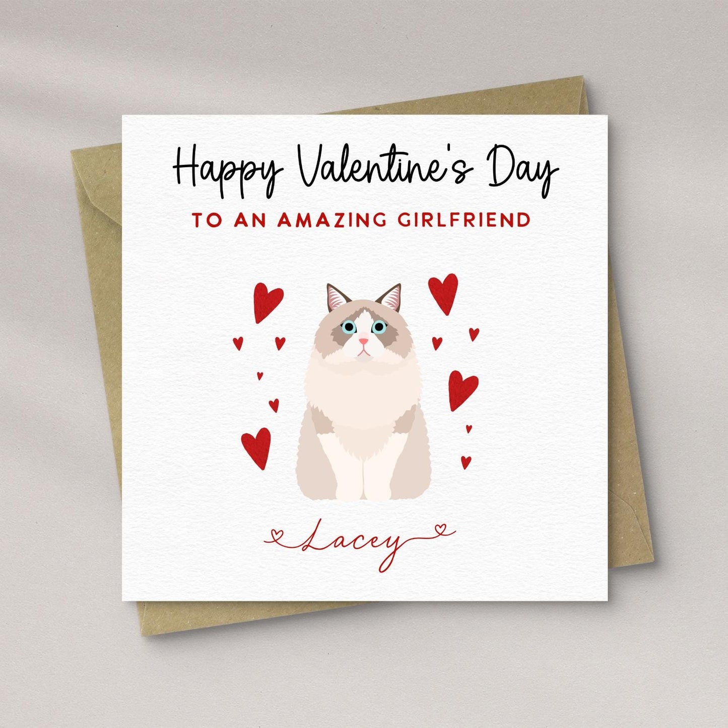 Personalised Ragdoll Cat Valentine’s Day Card