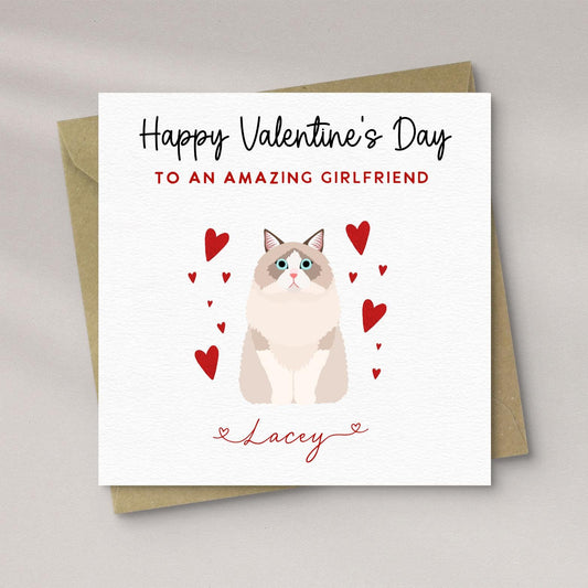Personalised Ragdoll Cat Valentine’s Day Card