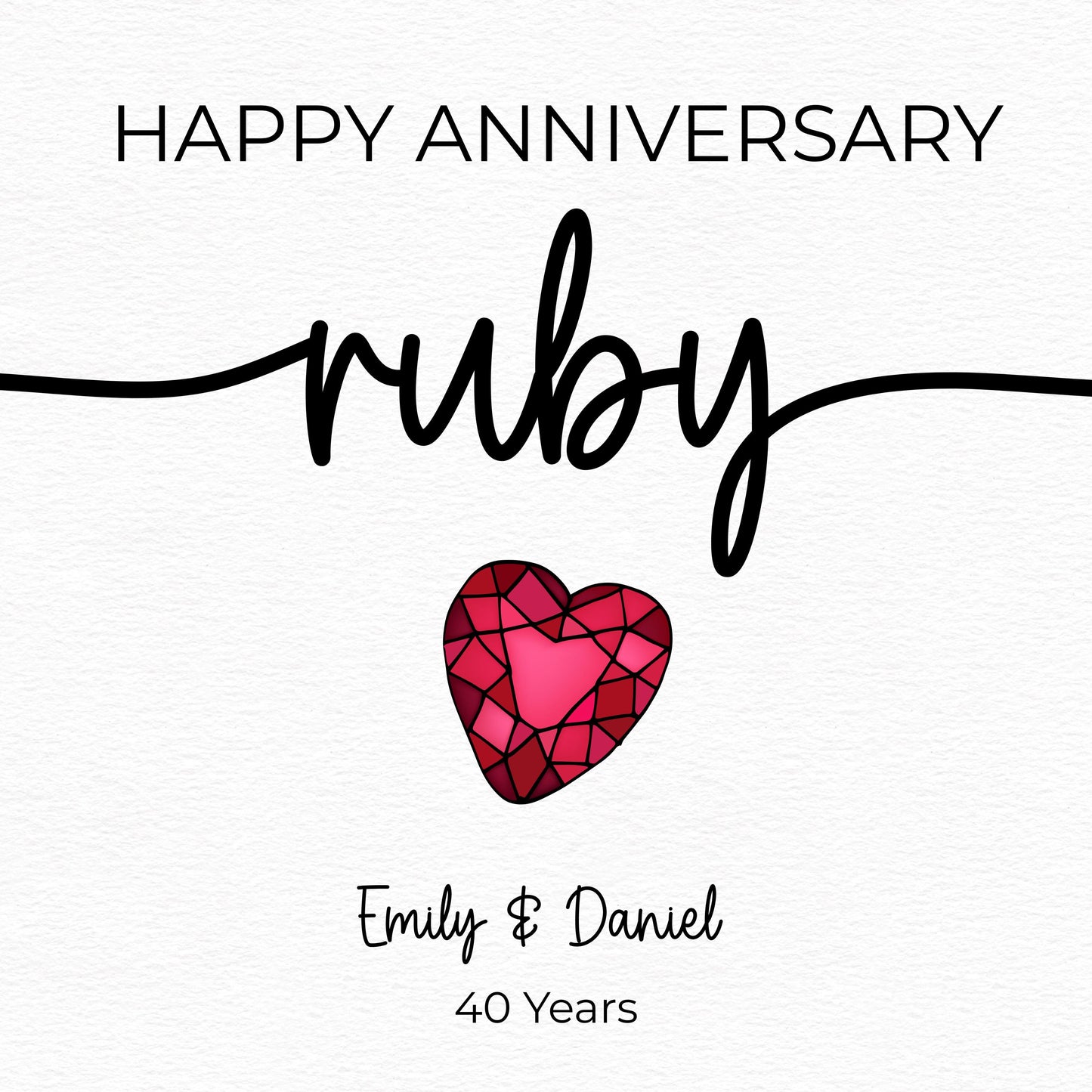 Ruby Wedding Anniversary Card