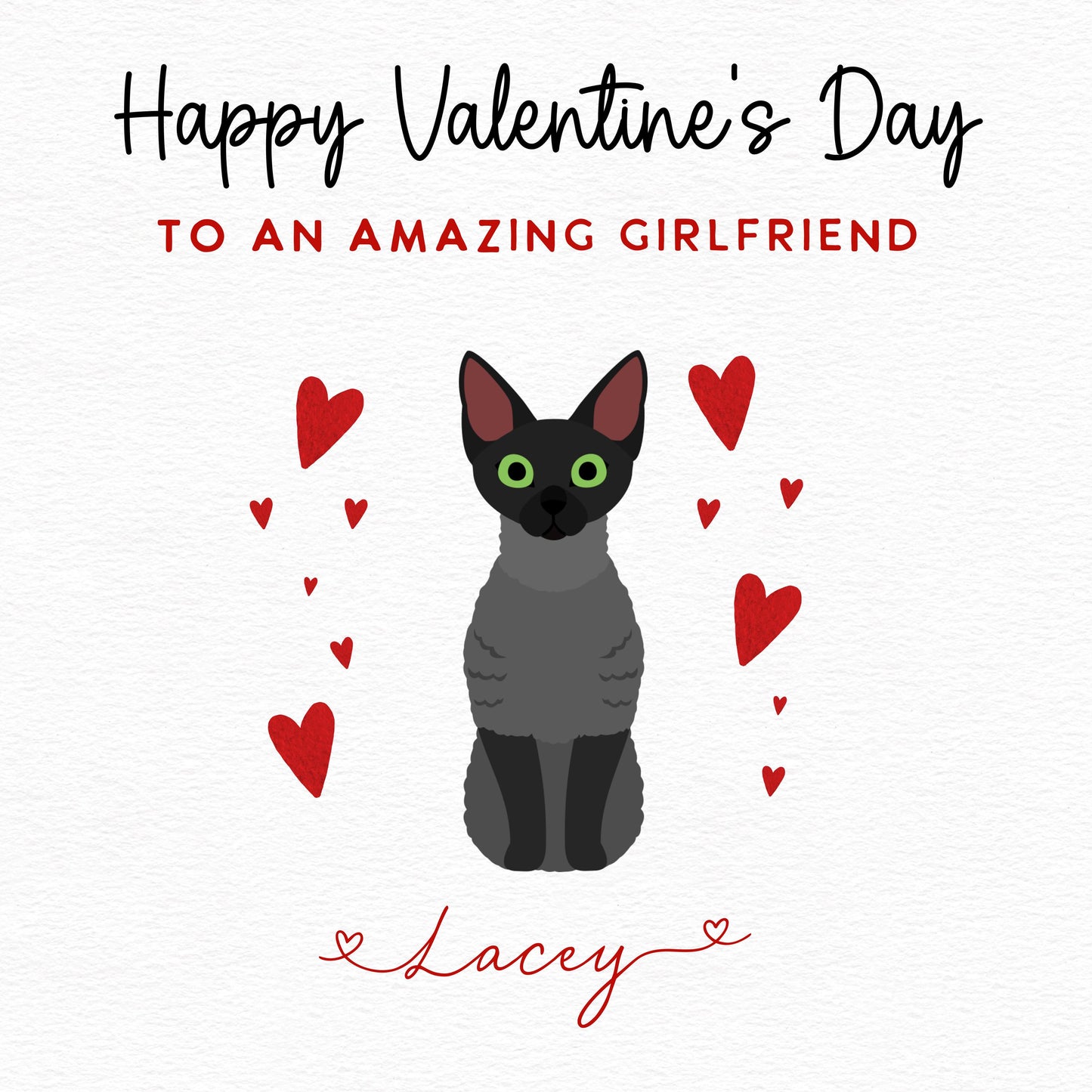 Personalised Devon Rex Cat Valentine’s Day Card