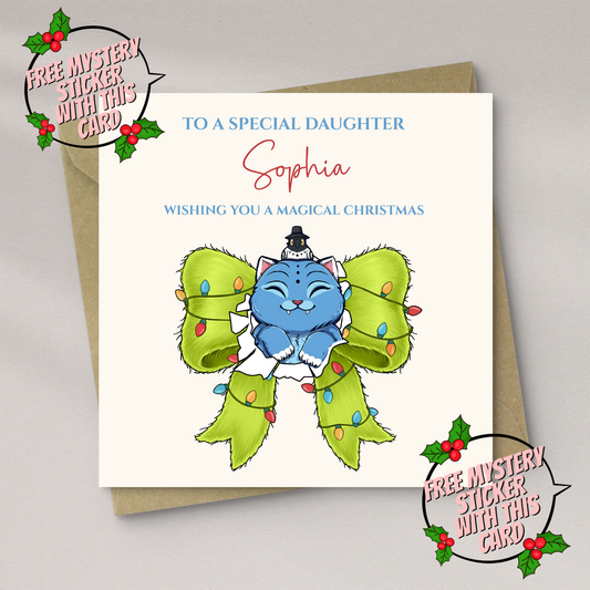 Personalised Custom Name Derpy Inspired Christmas Greetings Card K-Pop Demon Hunters Xmas Card: Free Mystery Sticker