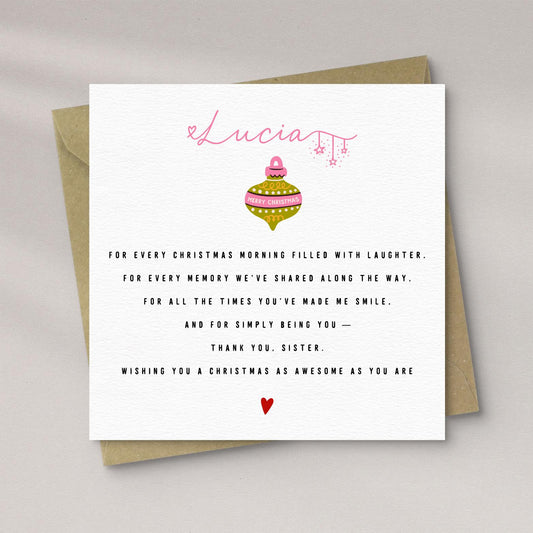 Christmas Card For Sister: Thoughtful Verse