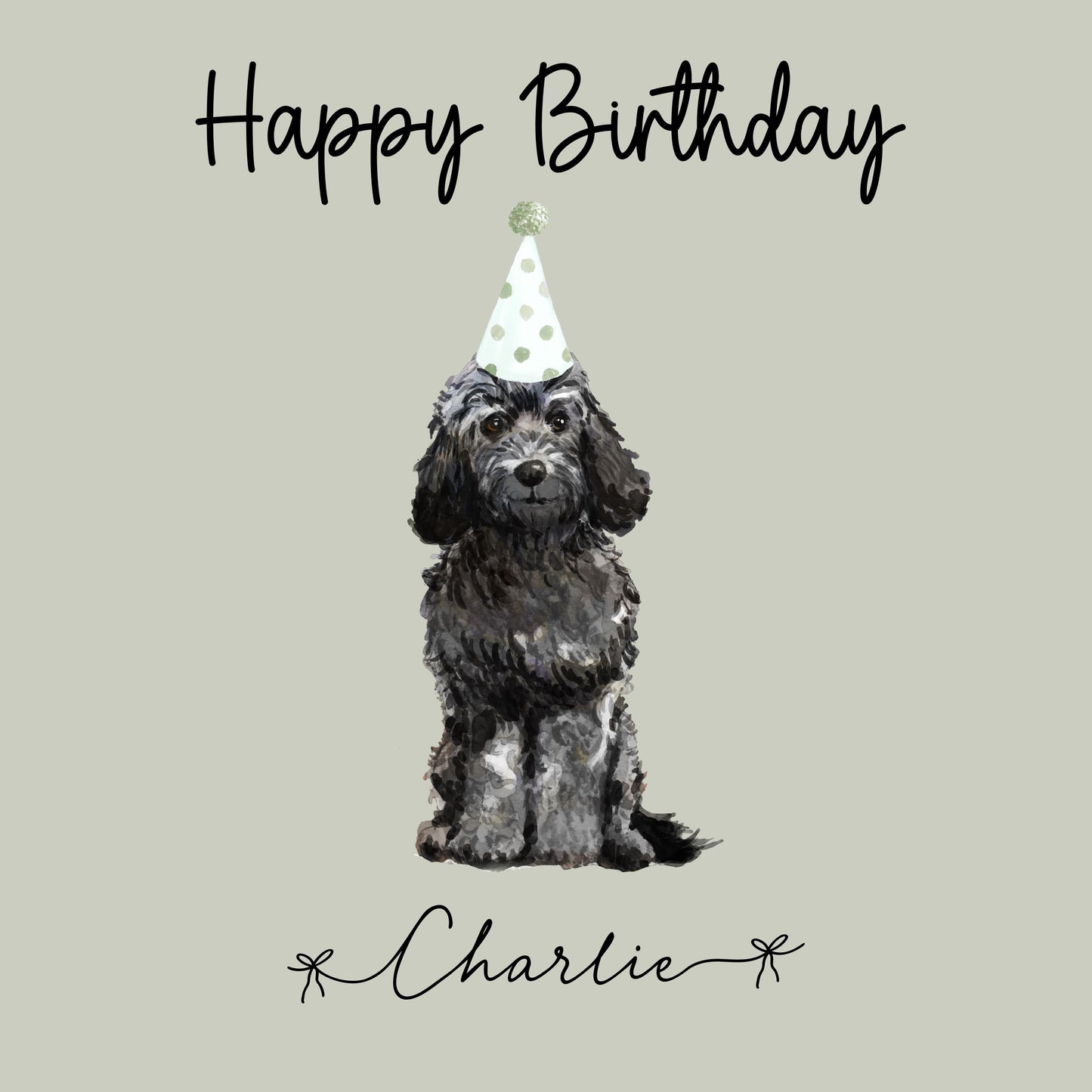 Personalised Black Cockapoo Birthday Card