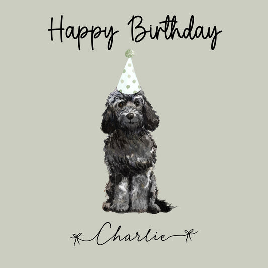 Personalised Black Cockapoo Birthday Card