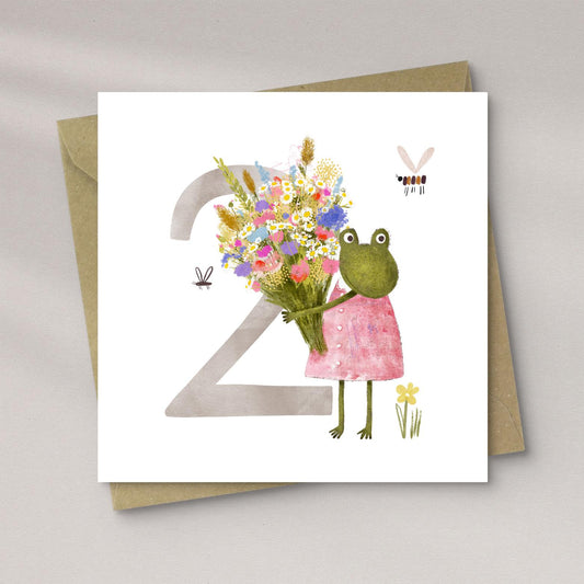 Watercolor Frog 2nd Birthday Card