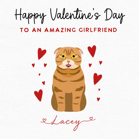 Personalised Scottish Fold Cat Valentine’s Day Card