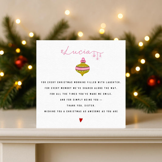 Christmas Card For Sister: Thoughtful Verse
